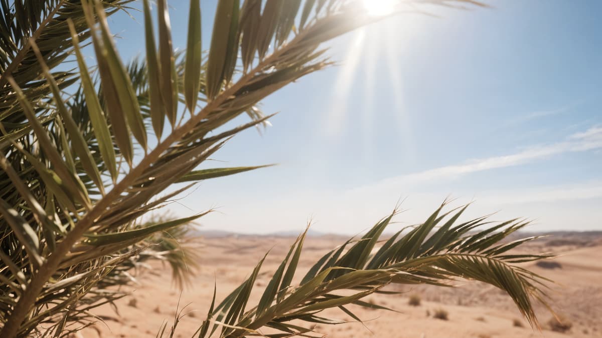 sunny desert weather palm oasis