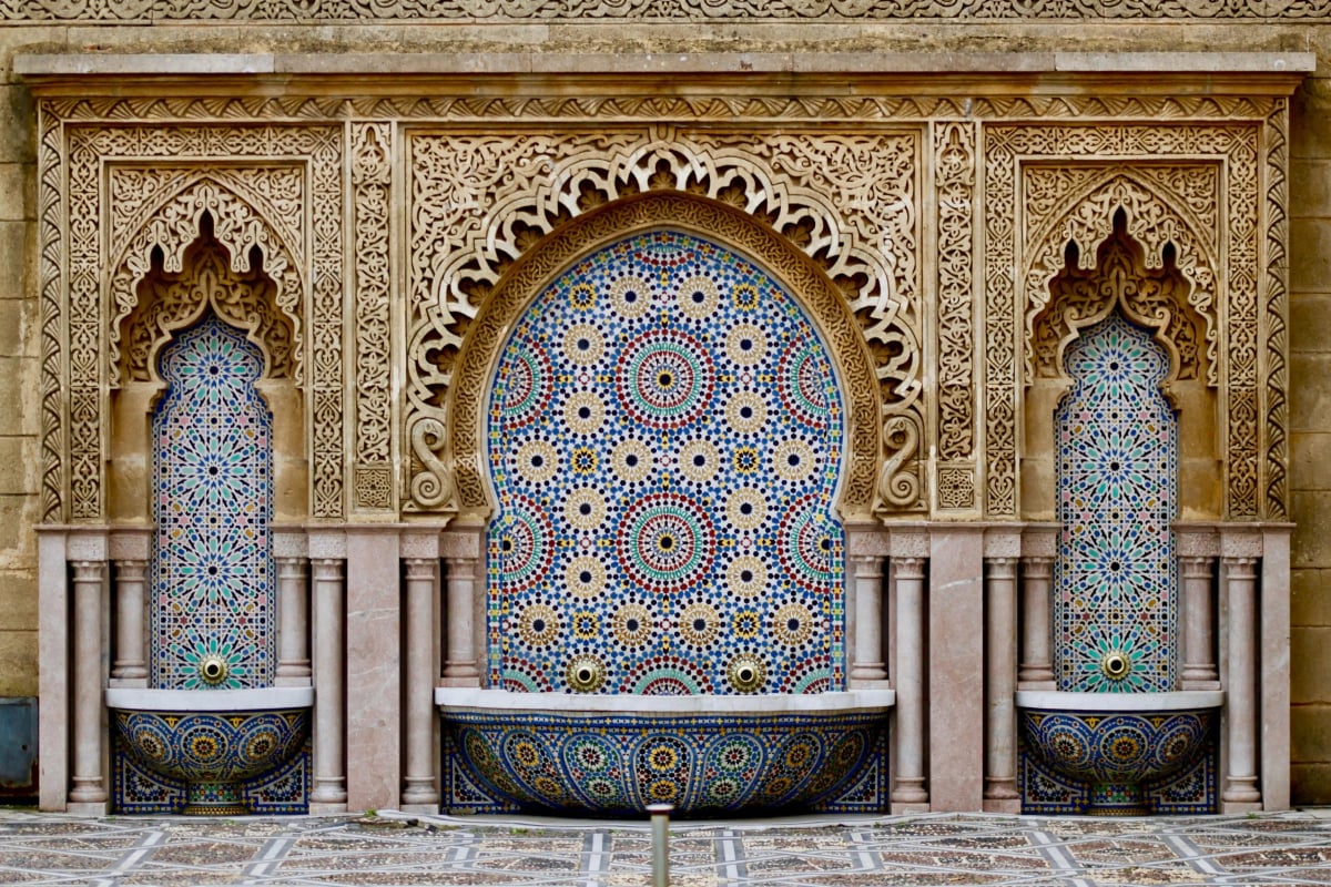 Traditional Moroccan zellige mosaic tilework