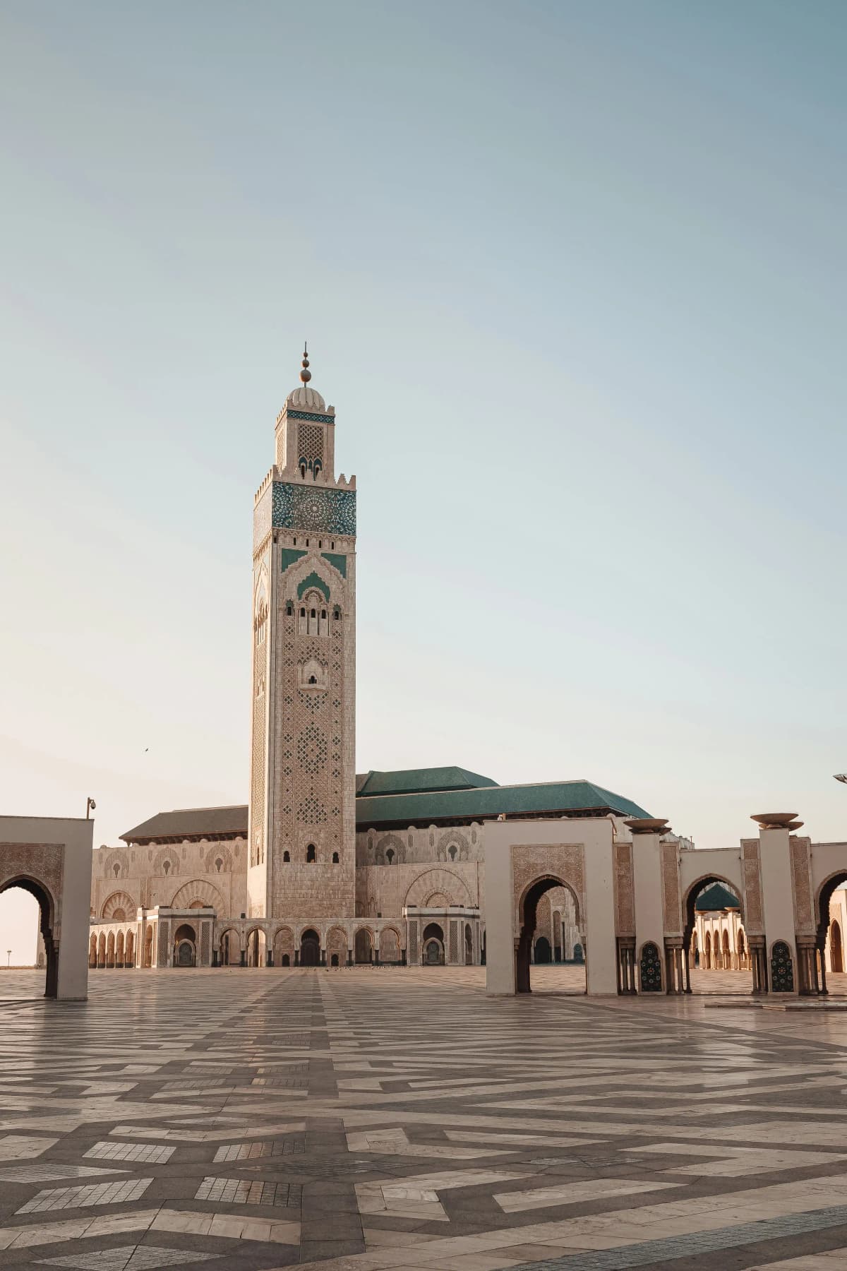 Casablanca Hassan II Mosque overlooking the Atlantic Ocean in Morocco