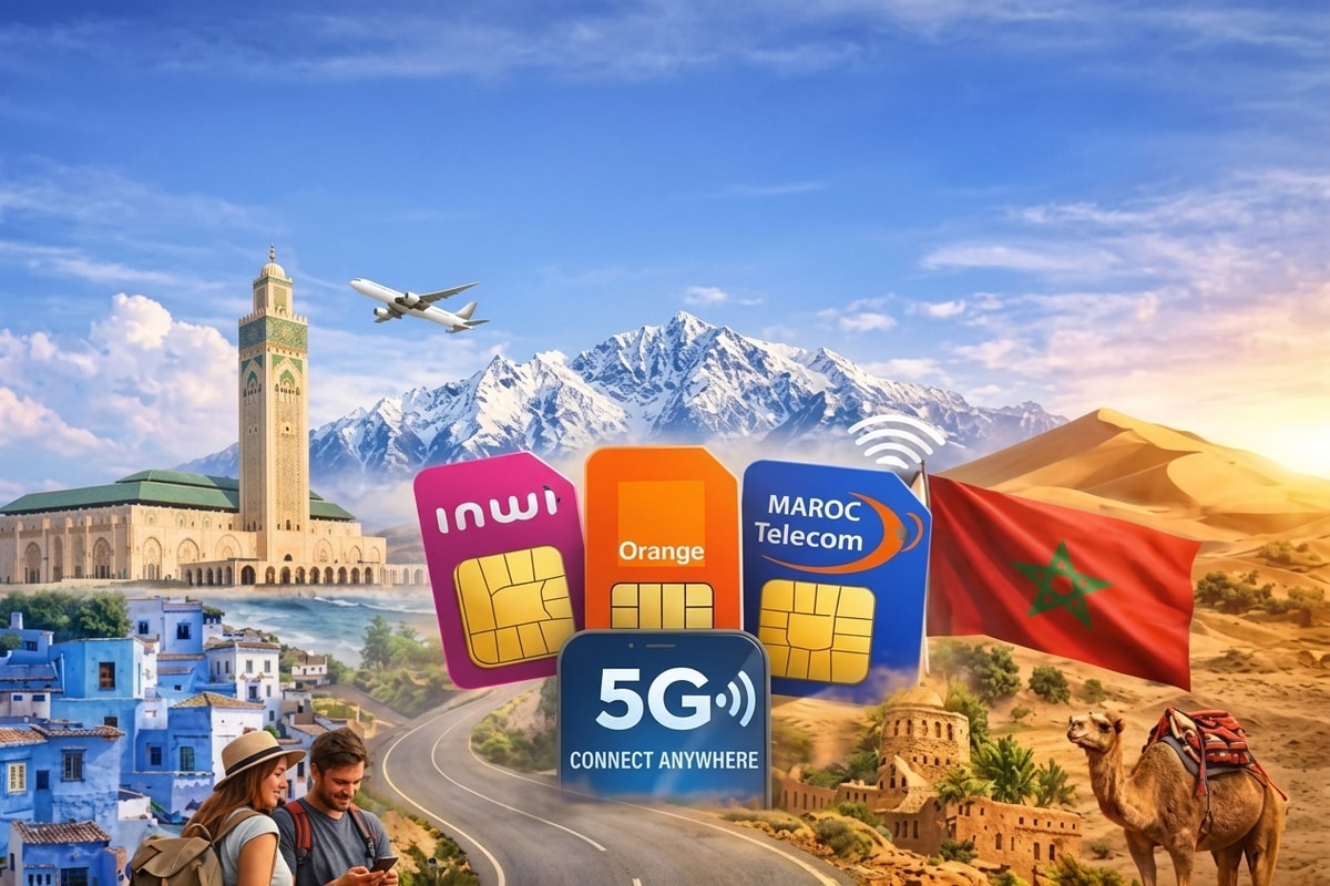 traveler using a smartphone with mobile data while visiting Morocco